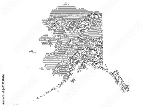 Topographic Relief Peaks and Valleys Map of US Federal State of  Alaska