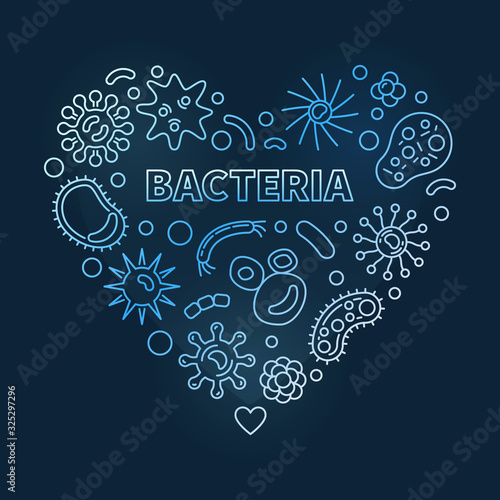 Vector Bacteria linear blue Heart - vector concept illustration