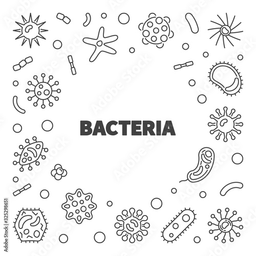 Bacteria vector concept frame or illustration in outline style