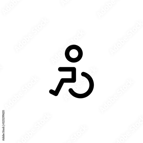 Icon Vector Illustration. Wheelchair Disability Patient People Health Care Clinic Hospital. Outline Style.