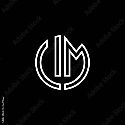 UM monogram logo circle ribbon style outline design template