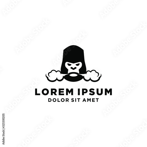 angry gorilla king kong kingkong smoke cigarettes vaping vape monkey with smoking face logo icon vector illustration design