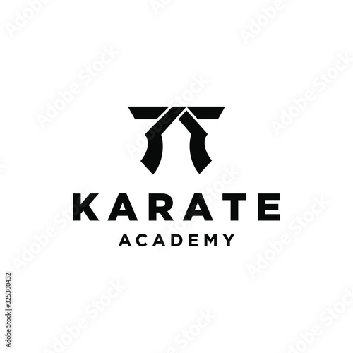 karate black belt logo icon vector illustration design taekwondo mix muscle art , muay thai, sabuk silat