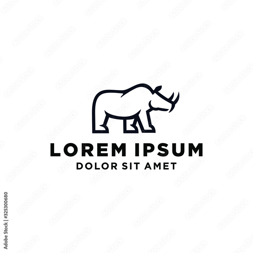 rhino rhinoceros logo icon vector in minimal line outline art style illustration rhino rhinoceros logo icon vector in minimal line outline art style illustration