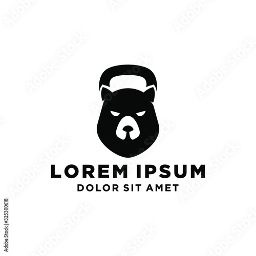 bear kettlebell gym sport logo icon mascot illustration