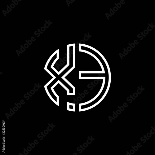 XE monogram logo circle ribbon style outline design template