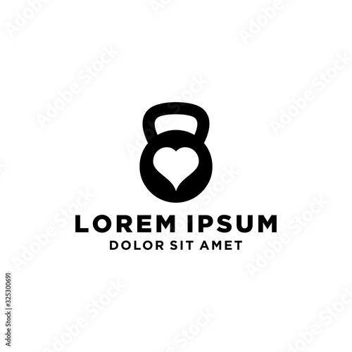 love heart kettlebell gym sport logo icon mascot illustration
