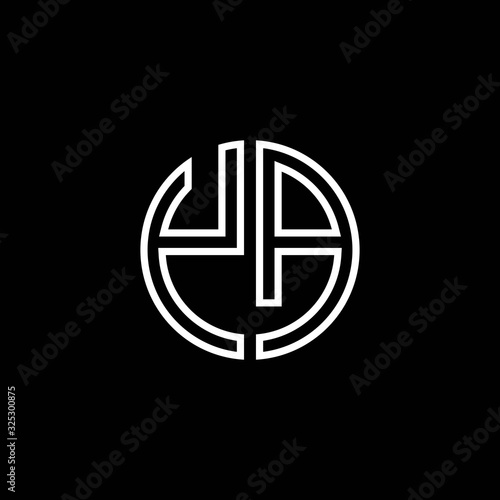 YA monogram logo circle ribbon style outline design template