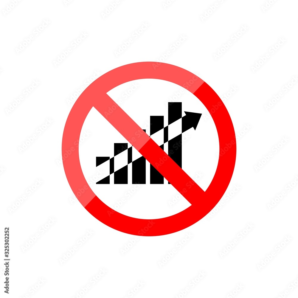 No or Stop Growth chart icon isolated on white background No or Stop Growth chart icon isolated on white background