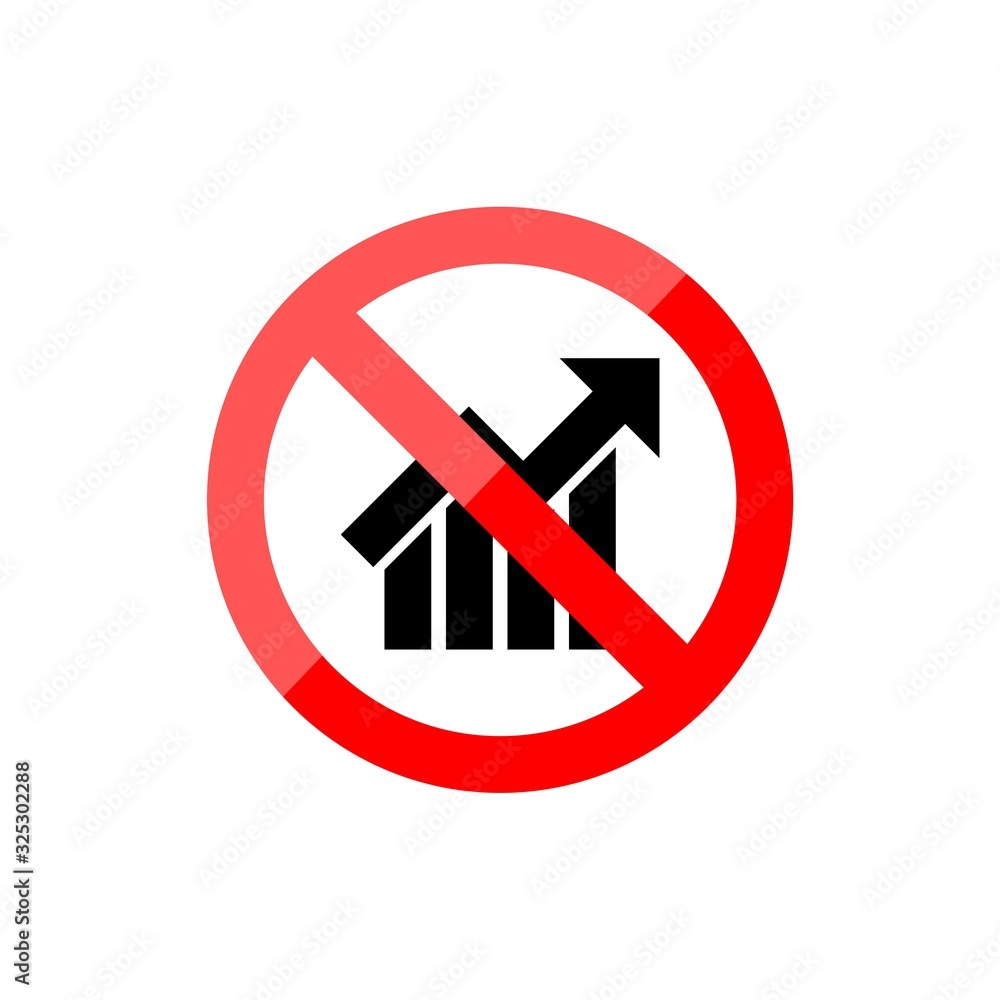 No or Stop Growth chart icon isolated on white background No or Stop Growth chart icon isolated on white background