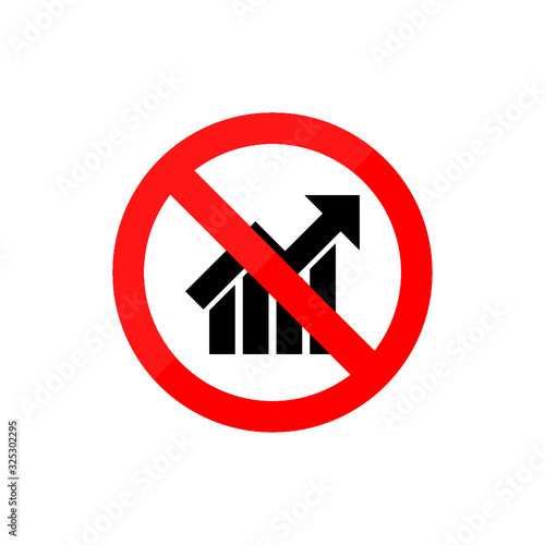 No or Stop Growth chart icon isolated on white background