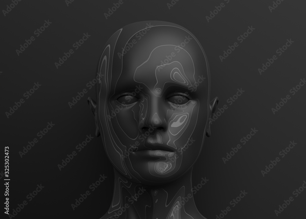 Abstract human head, 3d render, artificial intelligence concept Abstract human head, 3d render, artificial intelligence concept
