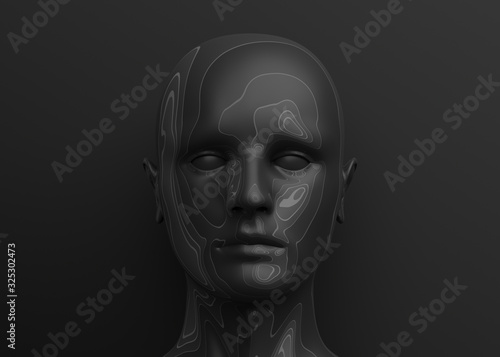 Abstract human head, 3d render, artificial intelligence concept