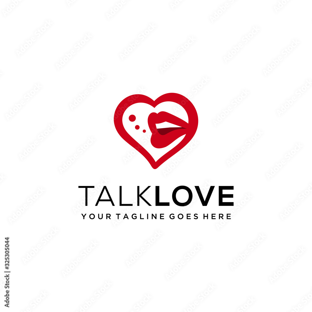 Creative modern heart Love with bubble talk sign vector logo Decorative design 