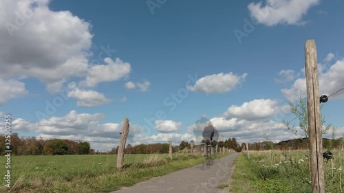 countryside timelapse bikepath in Heverlee Belgium photo