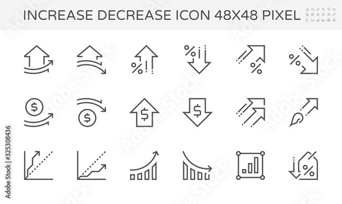Increase decrease graphic element vector icon i.e. arrow, graph, chart and diagram. Data statistic both up down. For business report of housing, price, interest rate. Also money, finance, stock price.