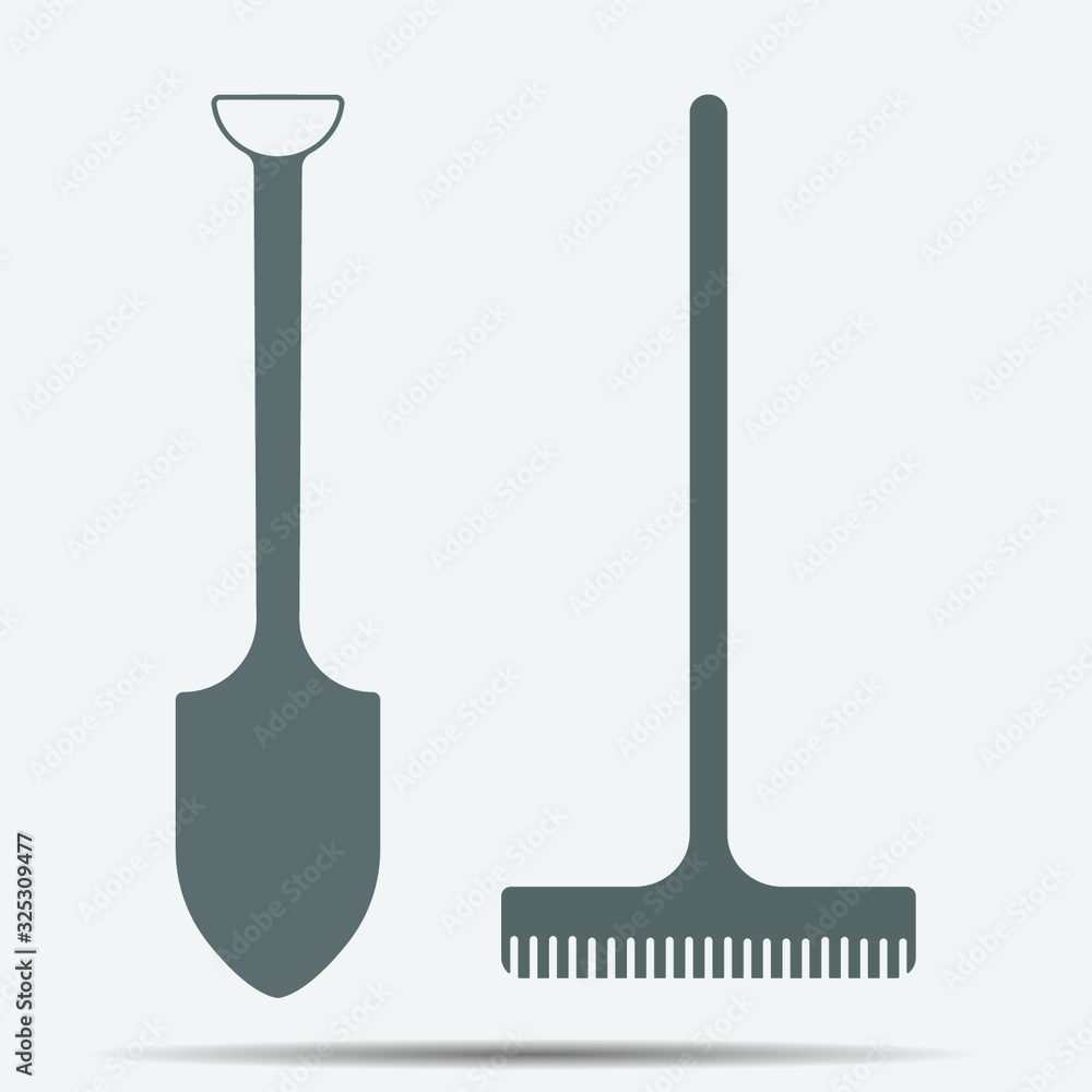 Shovel And Rake Icon illustration isolated vector sign symbol Shovel And Rake Icon illustration isolated vector sign symbol