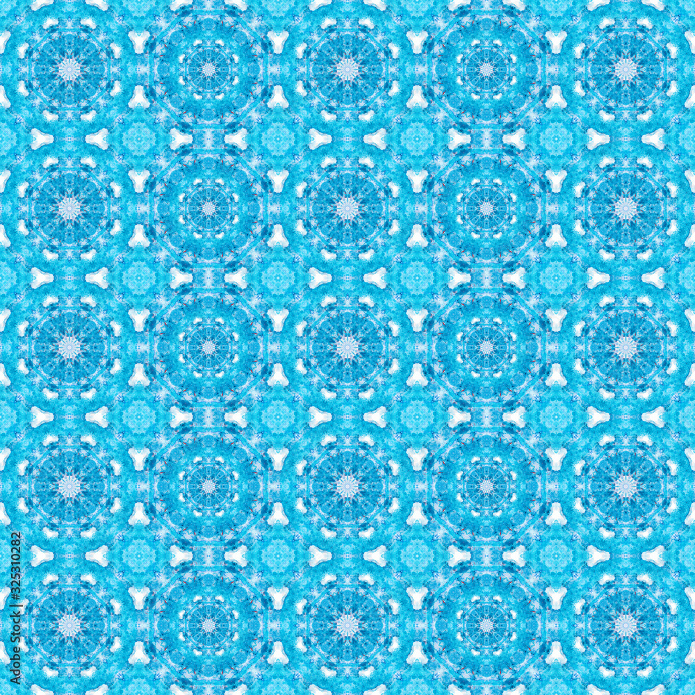 A few  blue  mandalas. Round ornaments pattern.