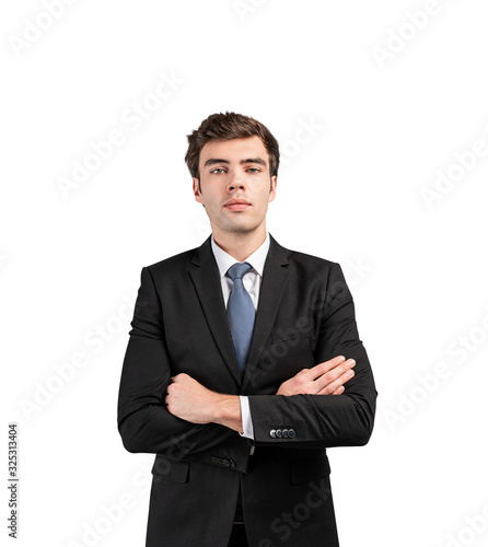 Confident European businessman, isolated portrait