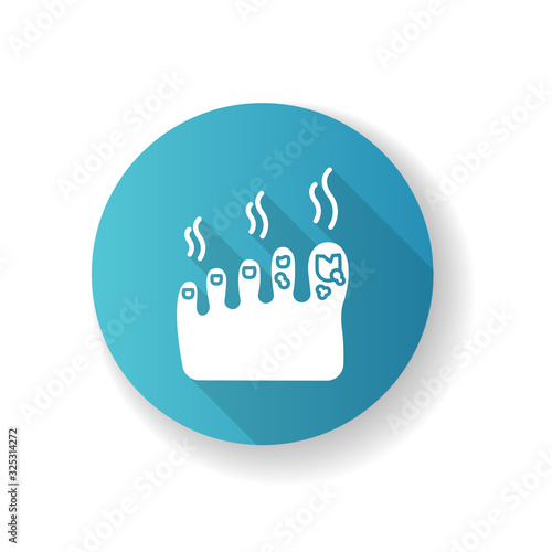 Fungal infection RGB color icon. Dermatological infectious disease, skincare problem, bad hygiene. Medical diagnosis, healthcare and medicine. Fungus infected feet silhouette RGB color illustration