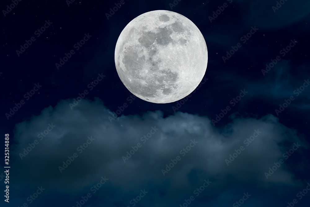 Full moon over blurred cloud on the sky. Full moon over blurred cloud on the sky.
