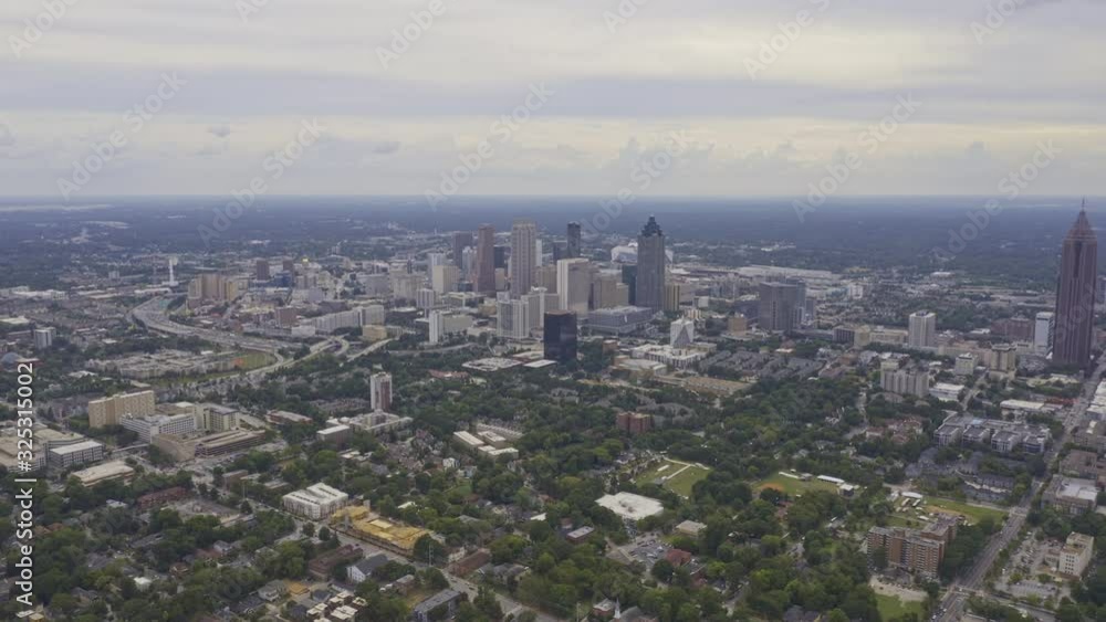Atlanta Aerial v579 Angled Old Fourth Ward, Downtown cityscape approach - September 2018 Atlanta Aerial v579 Angled Old Fourth Ward, Downtown cityscape approach - September 2018