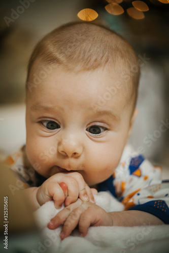 Close up portrait, newborn baby boy 