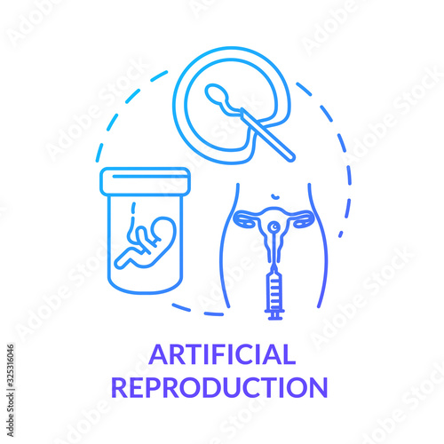 Artificial reproduction blue concept icon. Alternative pregnancy. Ovulation with sperm injection. Reproductive technology idea thin line illustration. Vector isolated outline RGB color drawing