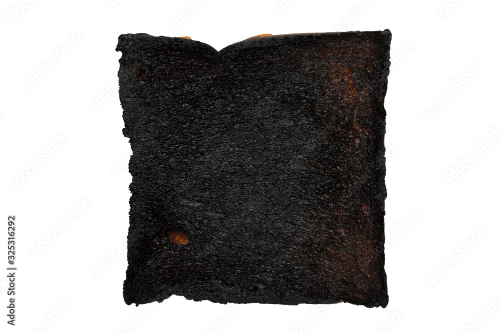 Burnt bread isolated on white background with clipping path, black ...