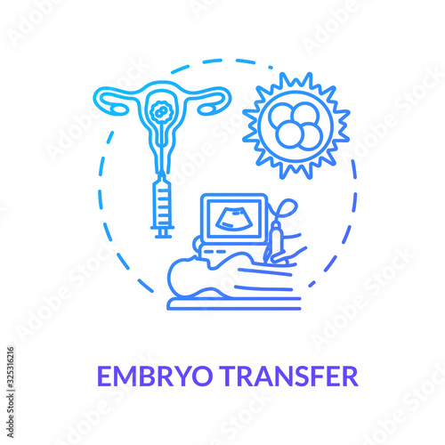 Embryo transfer blue concept icon. Fertilization help. Pregnancy aid. Infertility treatment. Reproductive technology idea thin line illustration. Vector isolated outline RGB color drawing