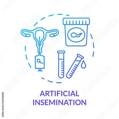 Artificial insemination blue concept icon. Alternative pregnancy. Help for woman fertility. Reproductive technology idea thin line illustration. Vector isolated outline RGB color drawing