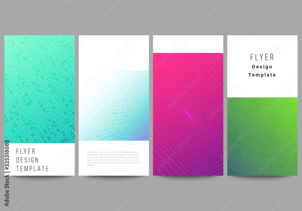 Fototapeta premium The minimalistic vector illustration of the editable layout of flyer, banner design templates. Abstract geometric pattern with colorful gradient business background.