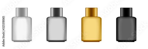 Set of vector blank realistic square bottles with cap isolated on white background
