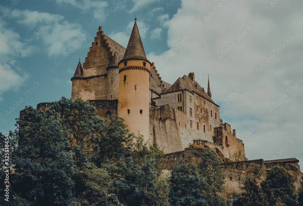 Vianden Castle in northern Luxembourg in amazing autumn colors