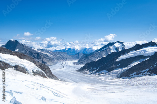 Amazing panorama view of Alpine mountains and valleys from Jungfrau mountain (Top of Europe)  © KamilCan