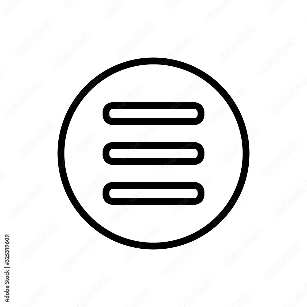 Hamburger menu button outline icon. Symbol, logo illustration for mobile concept and web design. Hamburger menu button outline icon. Symbol, logo illustration for mobile concept and web design.