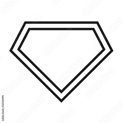 Comic hero icon, symbol shield. Isolated vector on white background