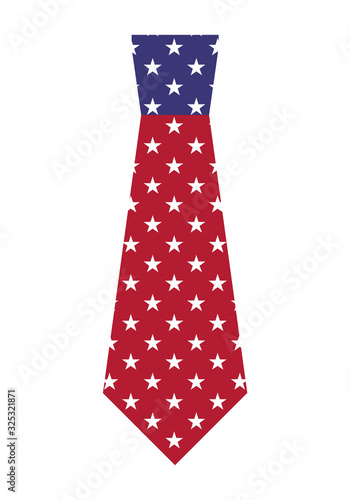 Tie icon as USA flag for greeting card isolated on white background. Vector illustration