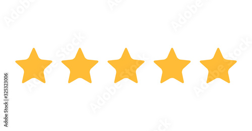 Five stars, customer quality symbol, vector product rating review flat icon for hotel, restaurant etc
