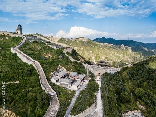 Aerial Photography Yanmenguan Great Wall, Shanxi, Chinaa