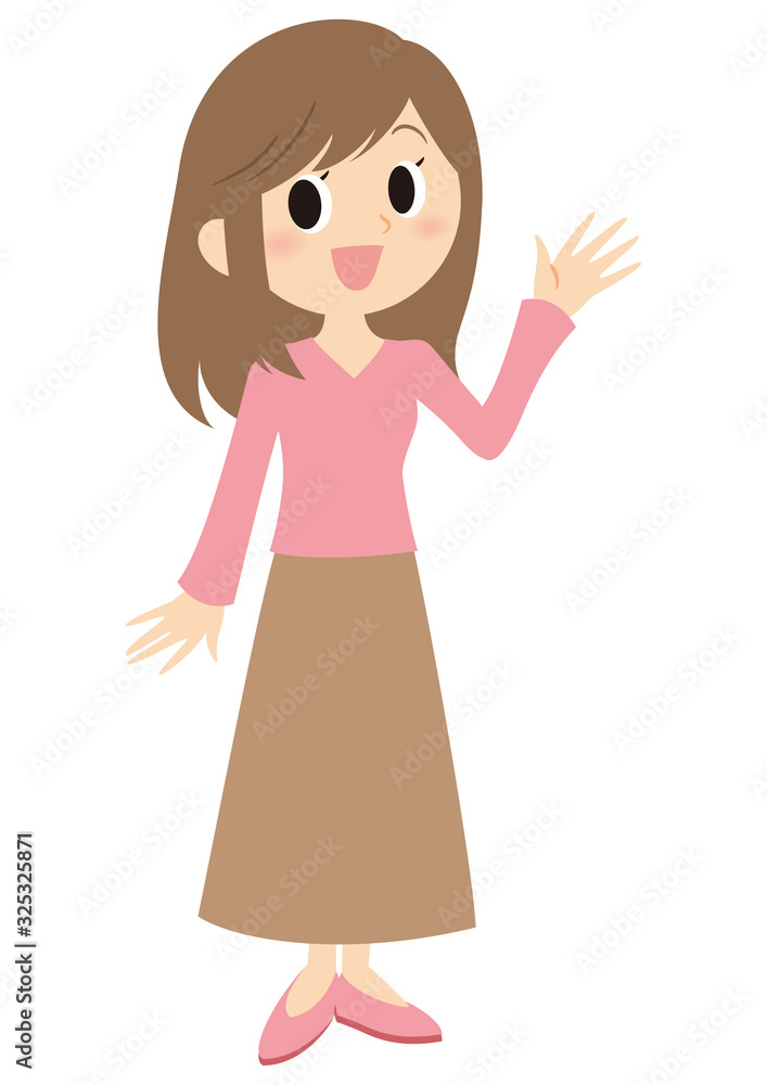 手を振る女性 手を振る女性
