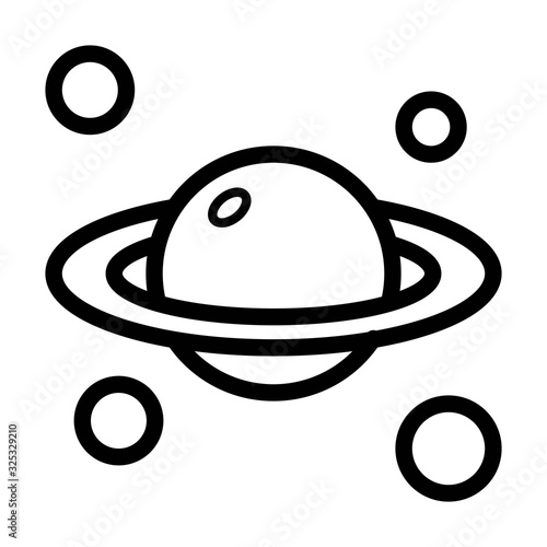 Saturn and sattelites icon in line style. Solar system planet sign. Space, cosmos, galaxy concept for website UI designs. photo