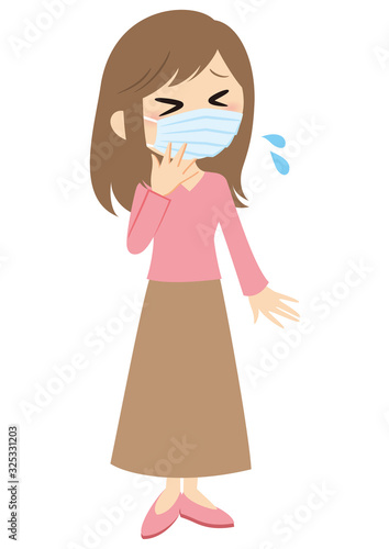 マスクをする女性