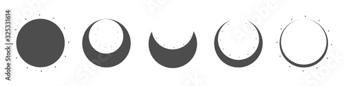 Moon phases astronomy icon set on white background. Vector Illustration.
