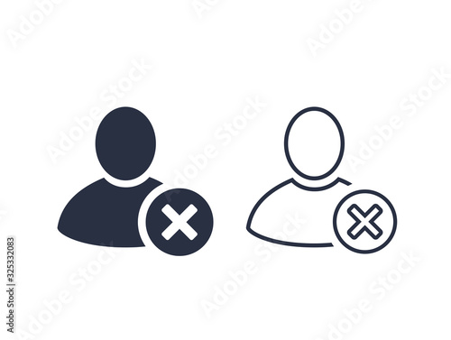 Vector Illustration Of Cancel User Icon. User account profile ui web button with cancel cross sign isolated on white