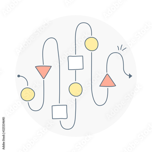 Project roadmap, planning and organizing development process. Block workflow diagram, working algorithm or structure of organization vector icon concept. 