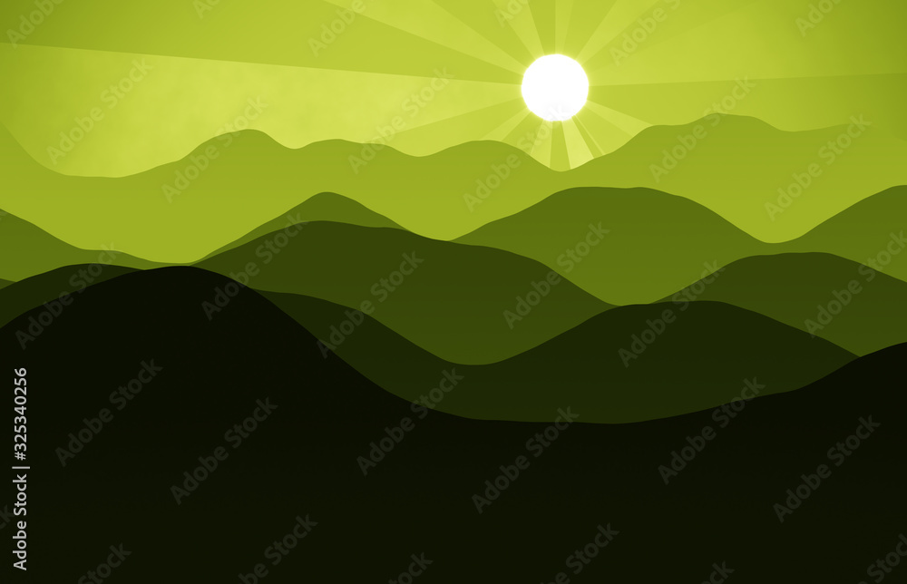 mountain hills with sun mountain hills with sun