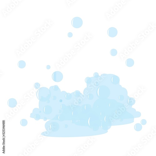 Soap foam and soap bubbles isolated on white background. Vector illustration.
