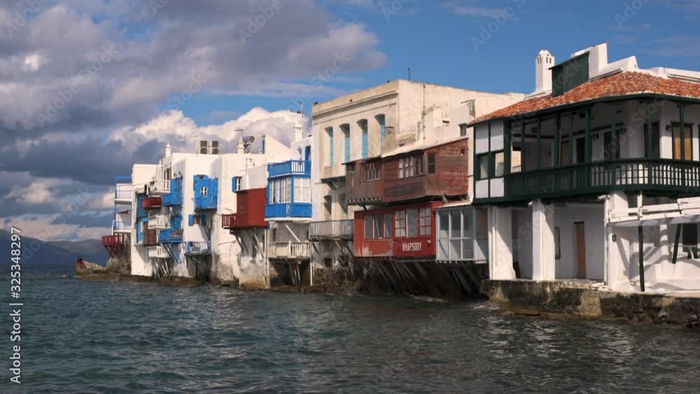 Little Venice bay of Mykonos town in Mykonos island in Greece Little Venice bay of Mykonos town in Mykonos island in Greece