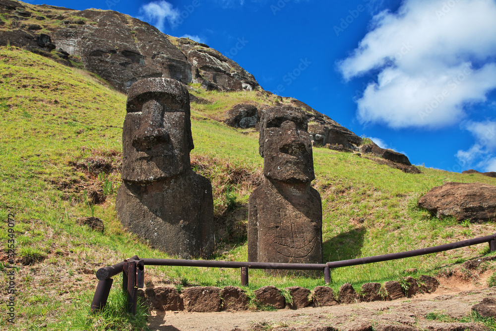 Rapa Nui The Statue Moai In Rano Raraku On Easter Island Chili Stock 